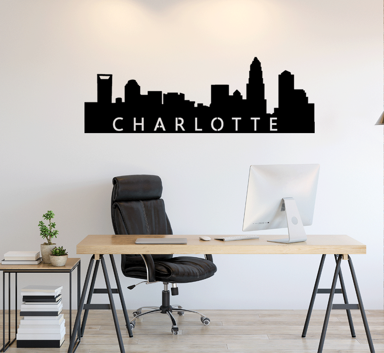 Stunning Charlotte Skyline - Contemporary Metal Wall Art Décor