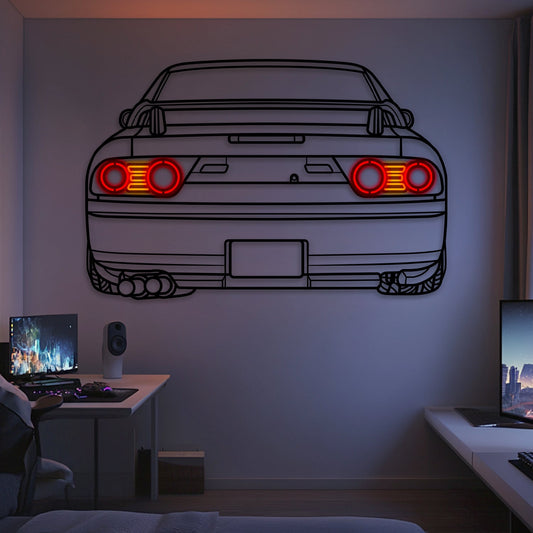 1997 Nissan 180SX Back View Metal Neon Car Wall Art -MTN0241