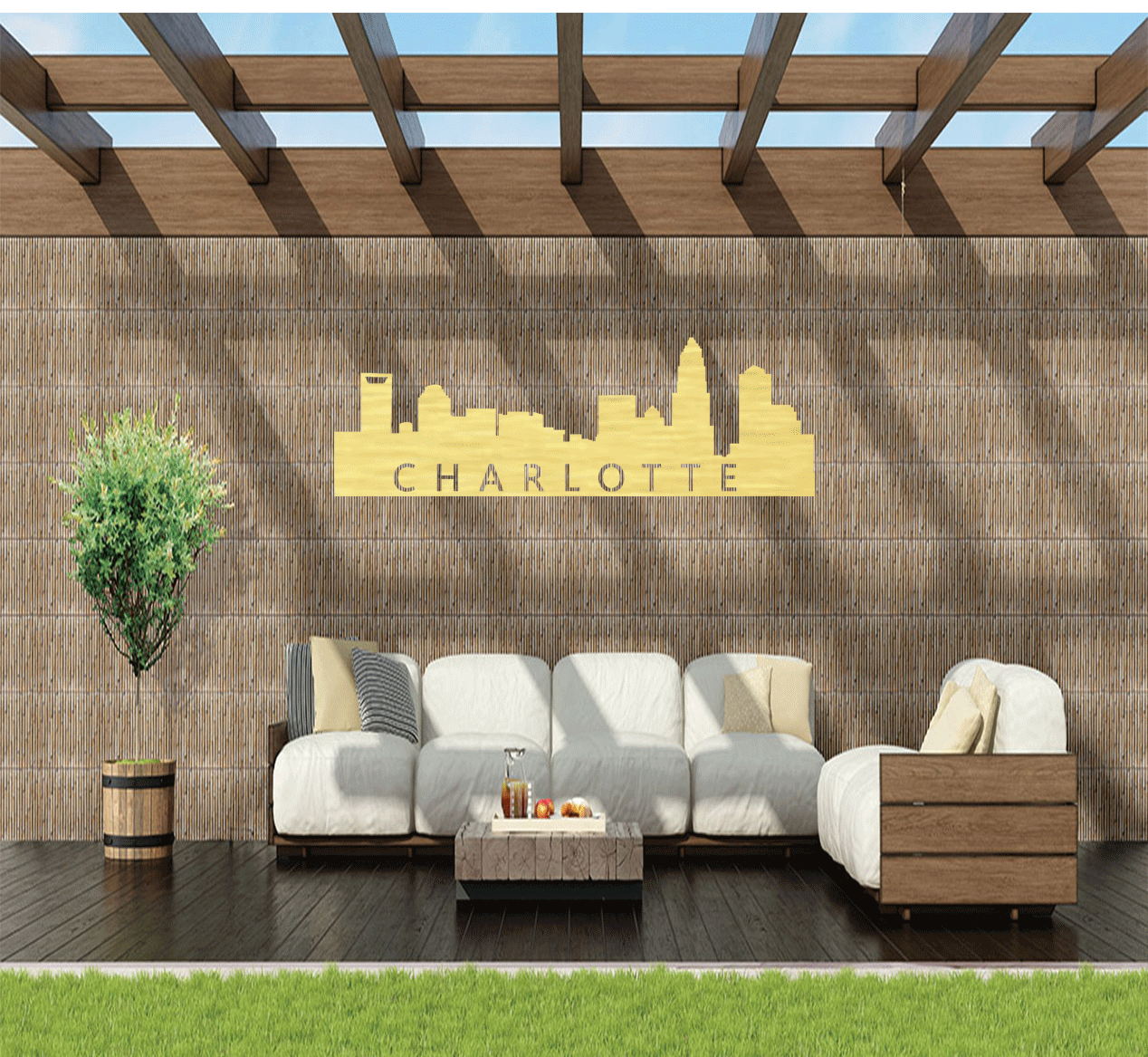 Stunning Charlotte Skyline - Contemporary Metal Wall Art Décor