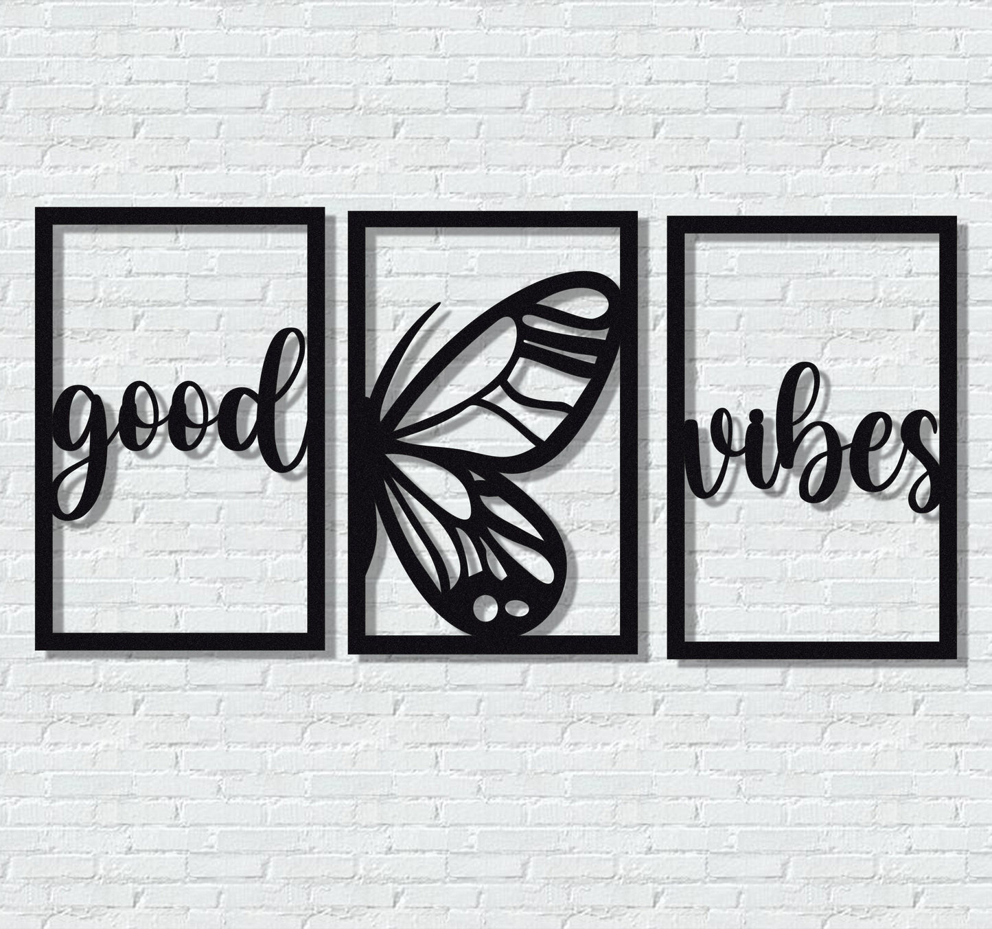 ・"Good Vibes Burtterfly Trio"・Premium Metal Wall Art - Limited Edition