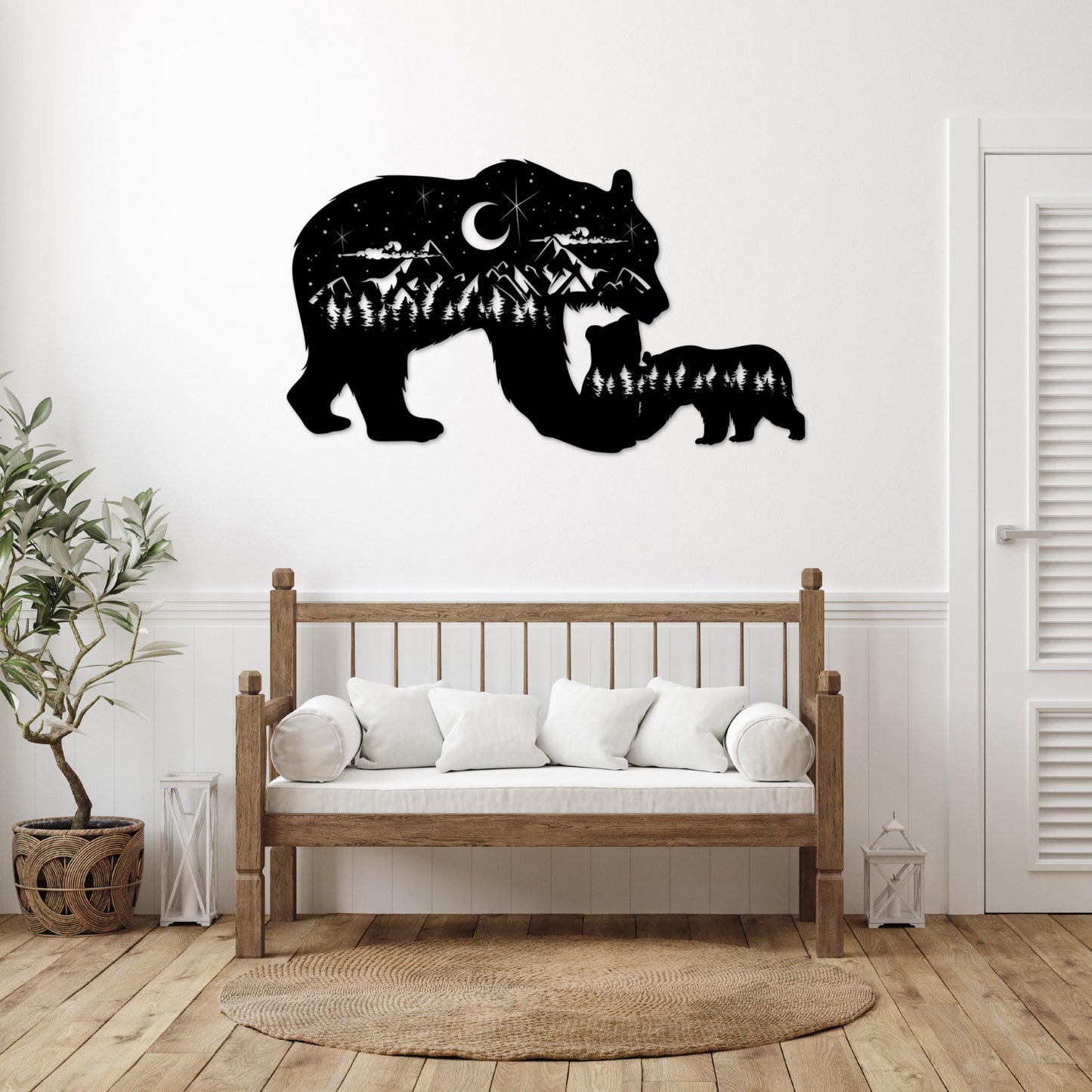 Charming Bear Family Metal Wall Art – A Whimsical Touch for Your Home Decor