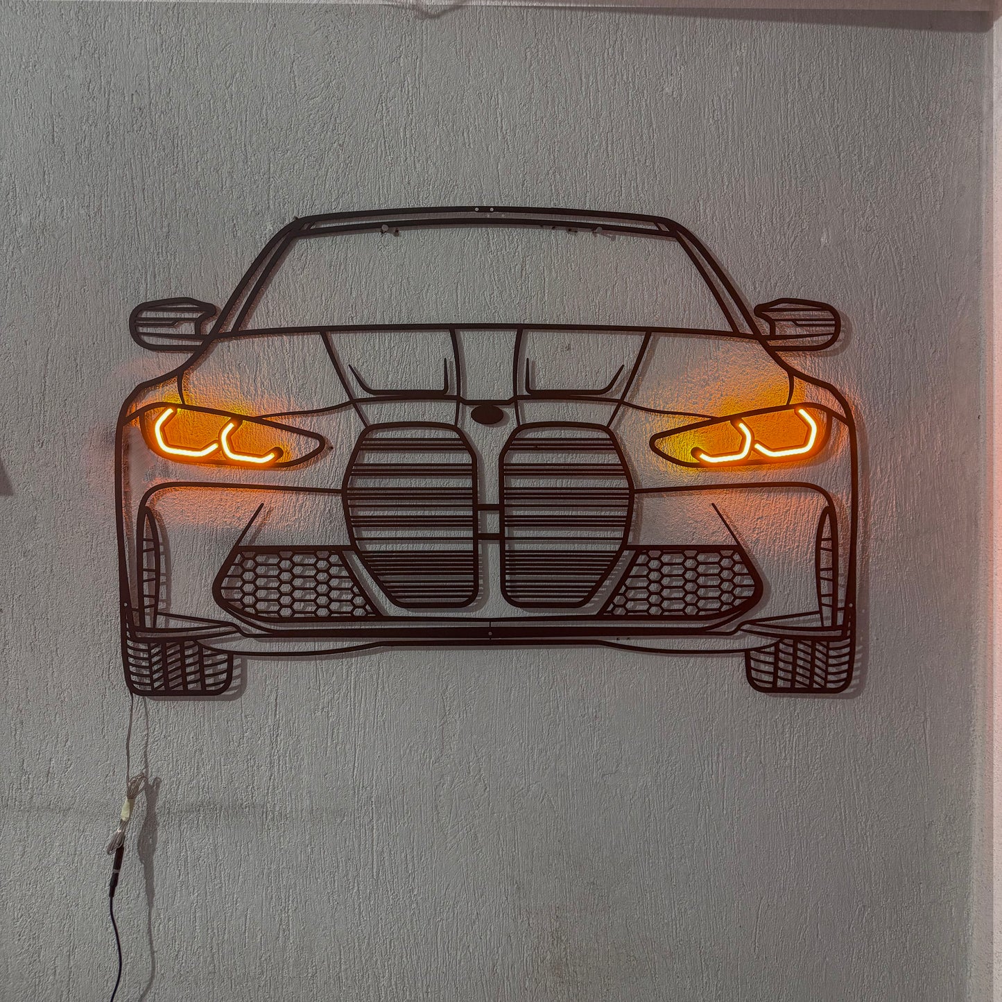 2020 M4 Coupe Competition Front View Metal Neon Car Wall Art - MTN0072