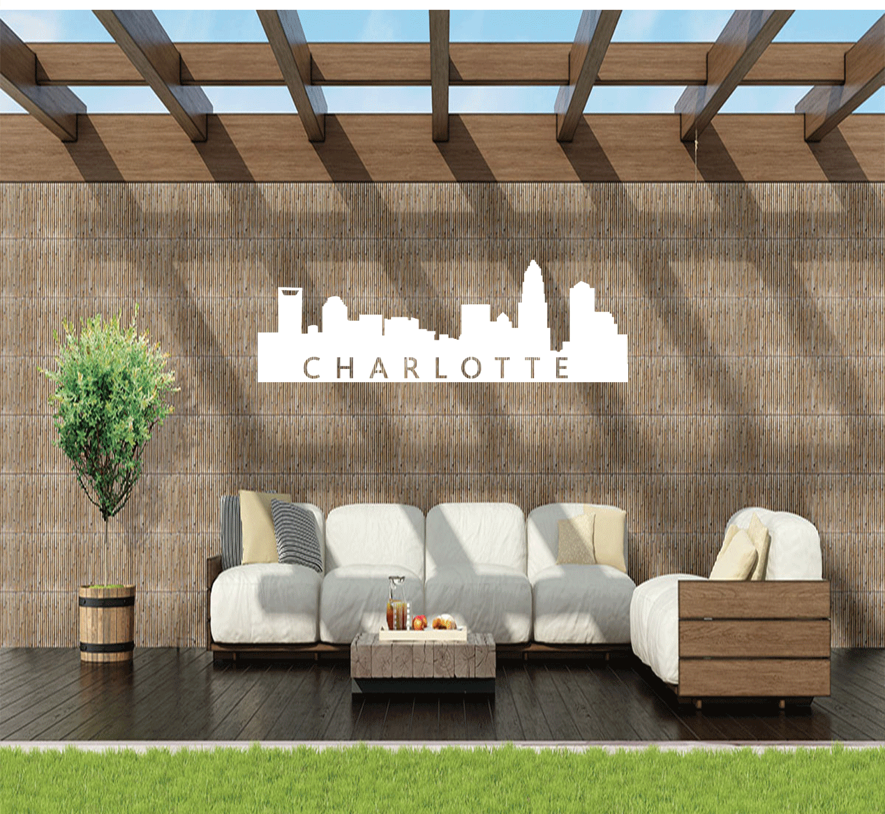 Stunning Charlotte Skyline - Contemporary Metal Wall Art Décor