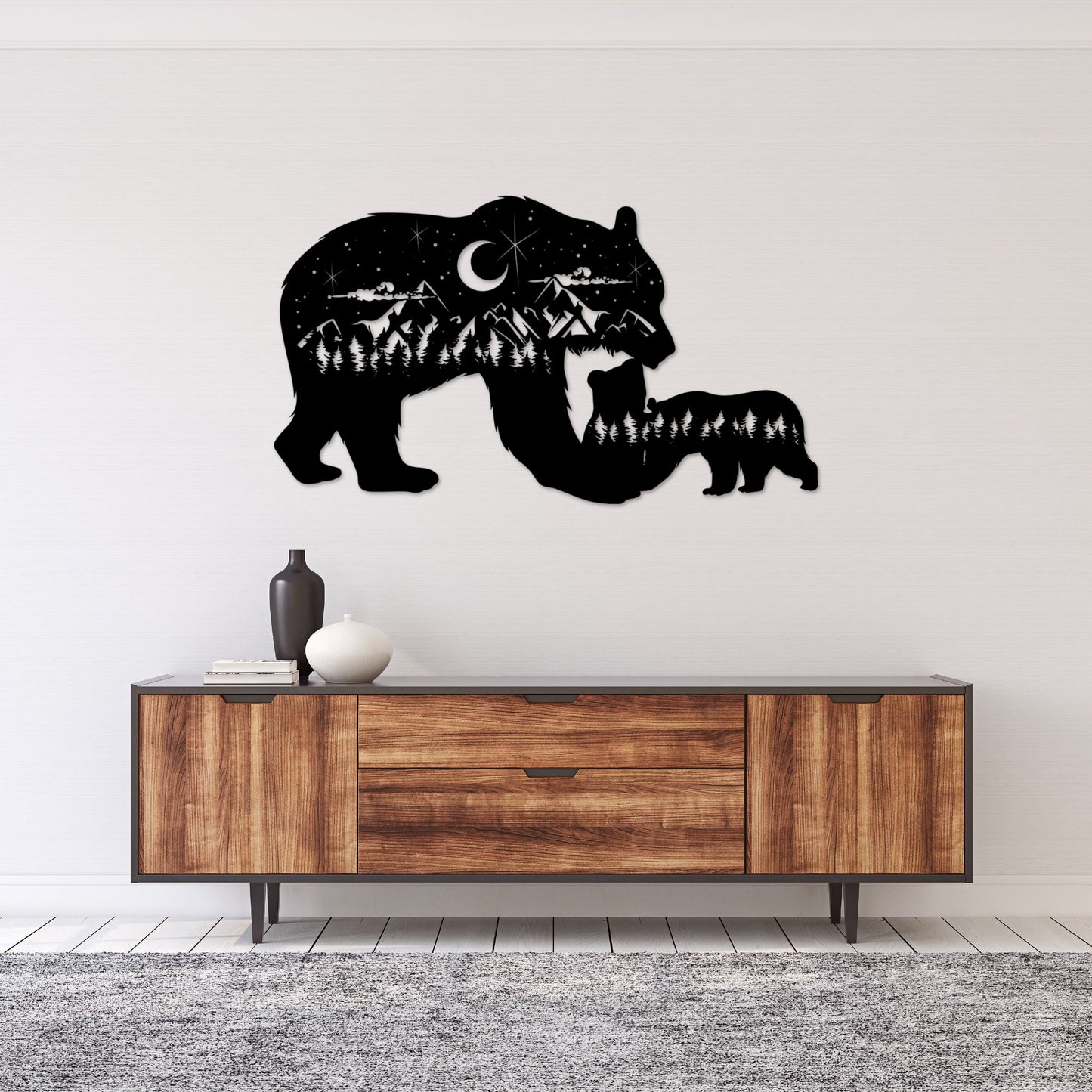 Charming Bear Family Metal Wall Art – A Whimsical Touch for Your Home Decor