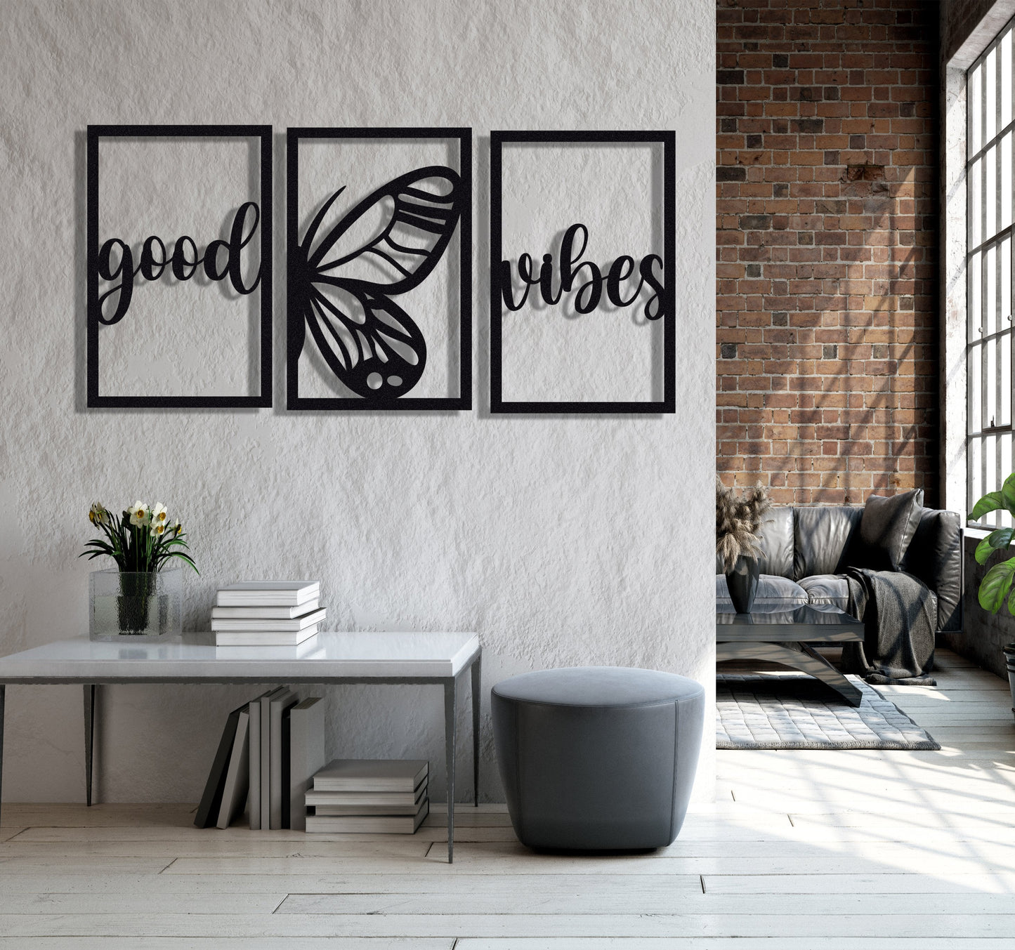 ・"Good Vibes Burtterfly Trio"・Premium Metal Wall Art - Limited Edition