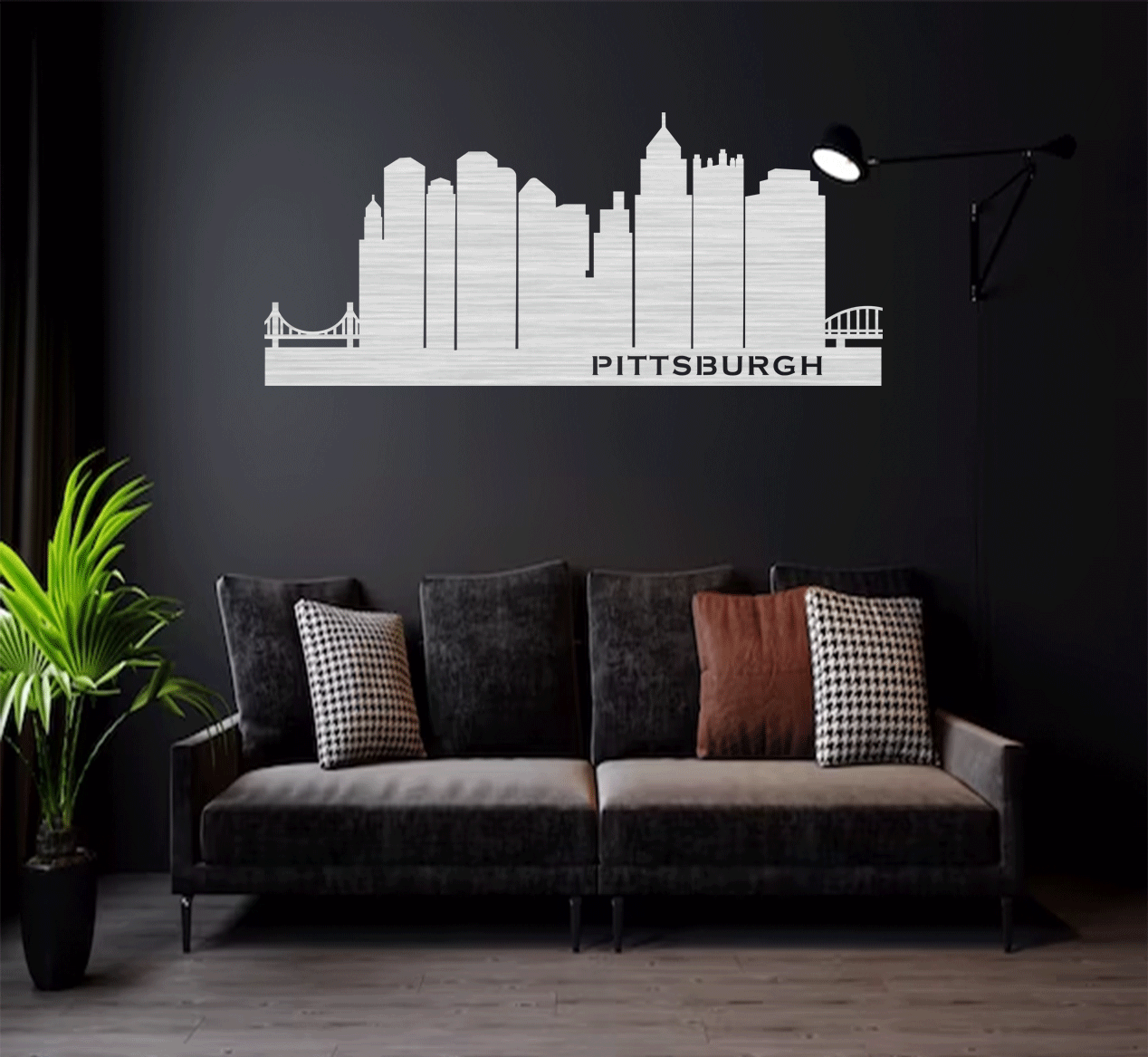 Stunning Pittsburgh Skyline Metal Wall Art Decor