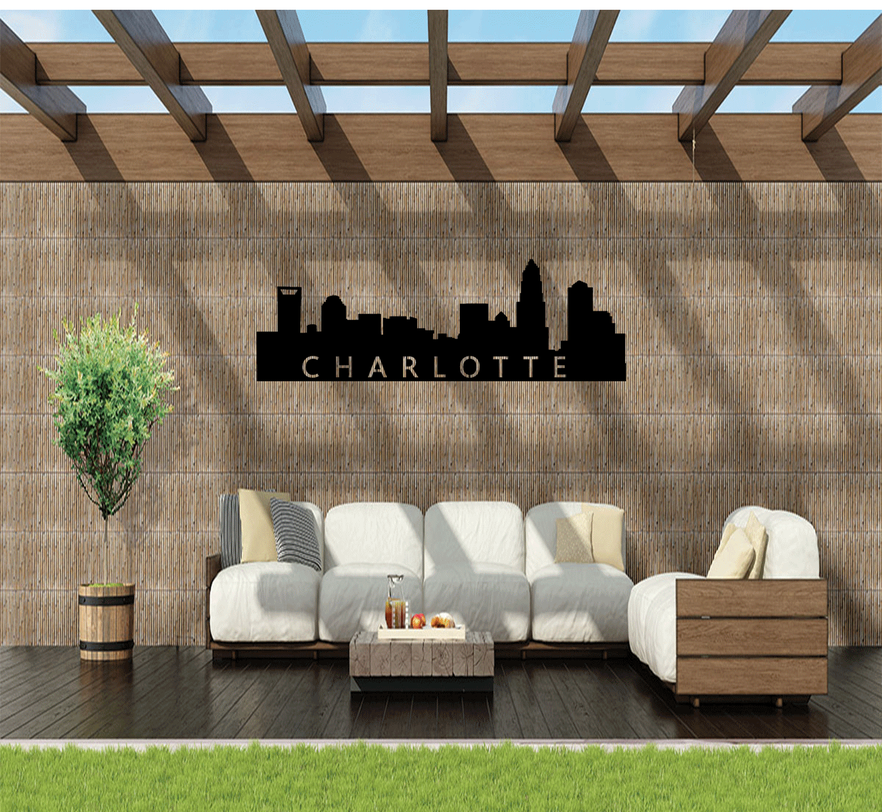 Stunning Charlotte Skyline - Contemporary Metal Wall Art Décor