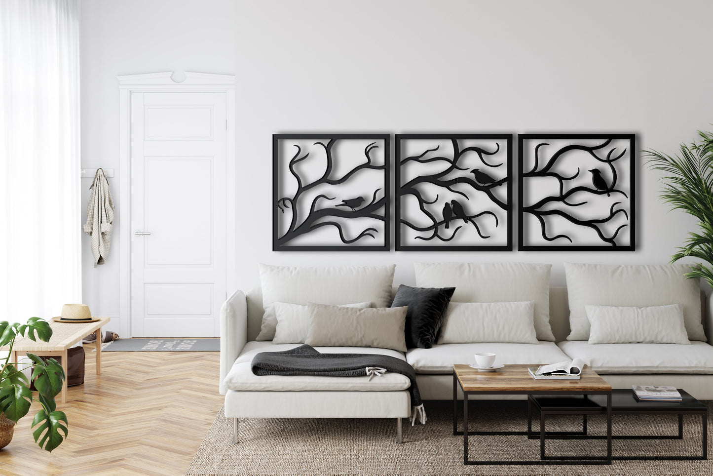 Birds on Branch Metal Wall Art