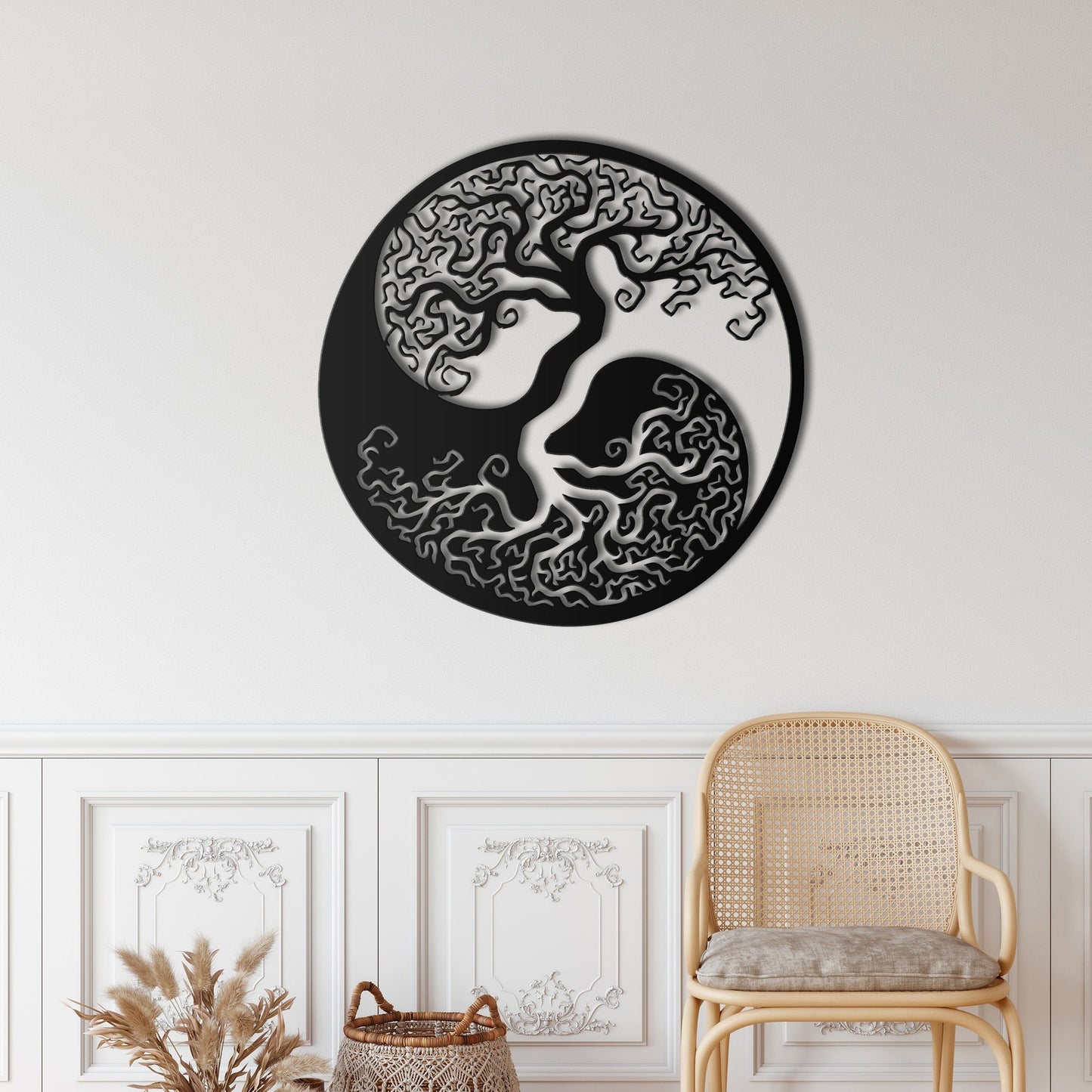 Tree of Life Yin Yang Metal Wall Art