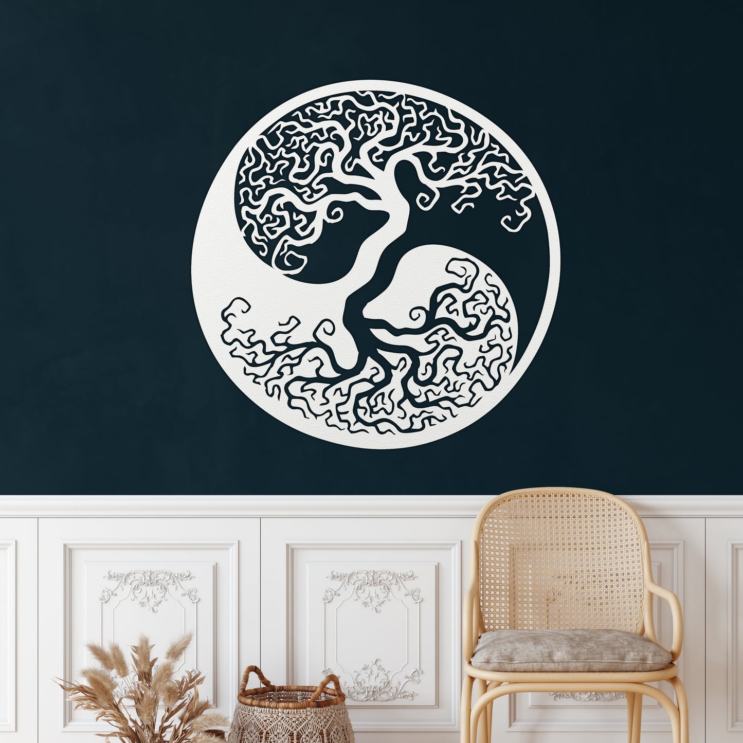 Tree of Life Yin Yang Metal Wall Art