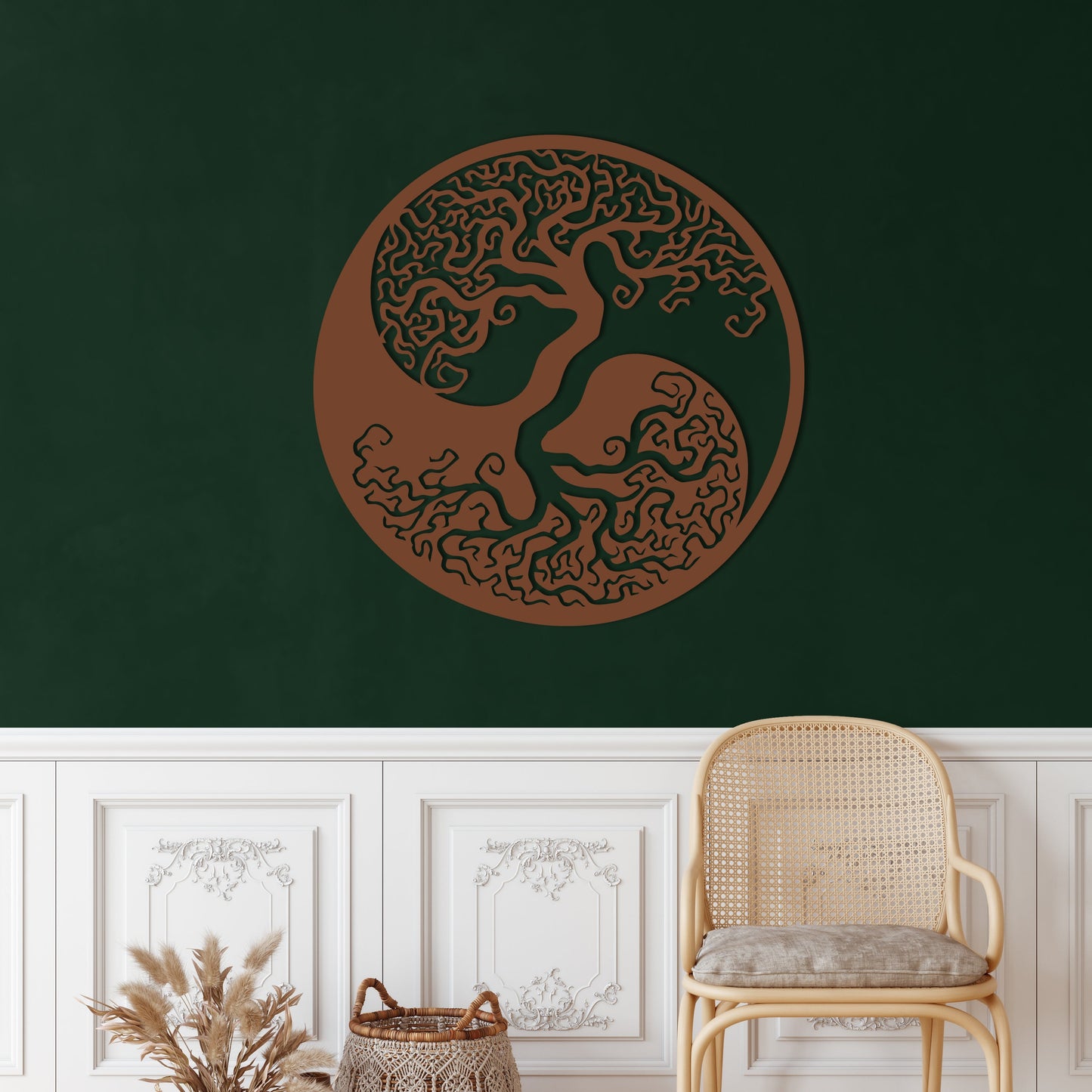 Tree of Life Yin Yang Metal Wall Art