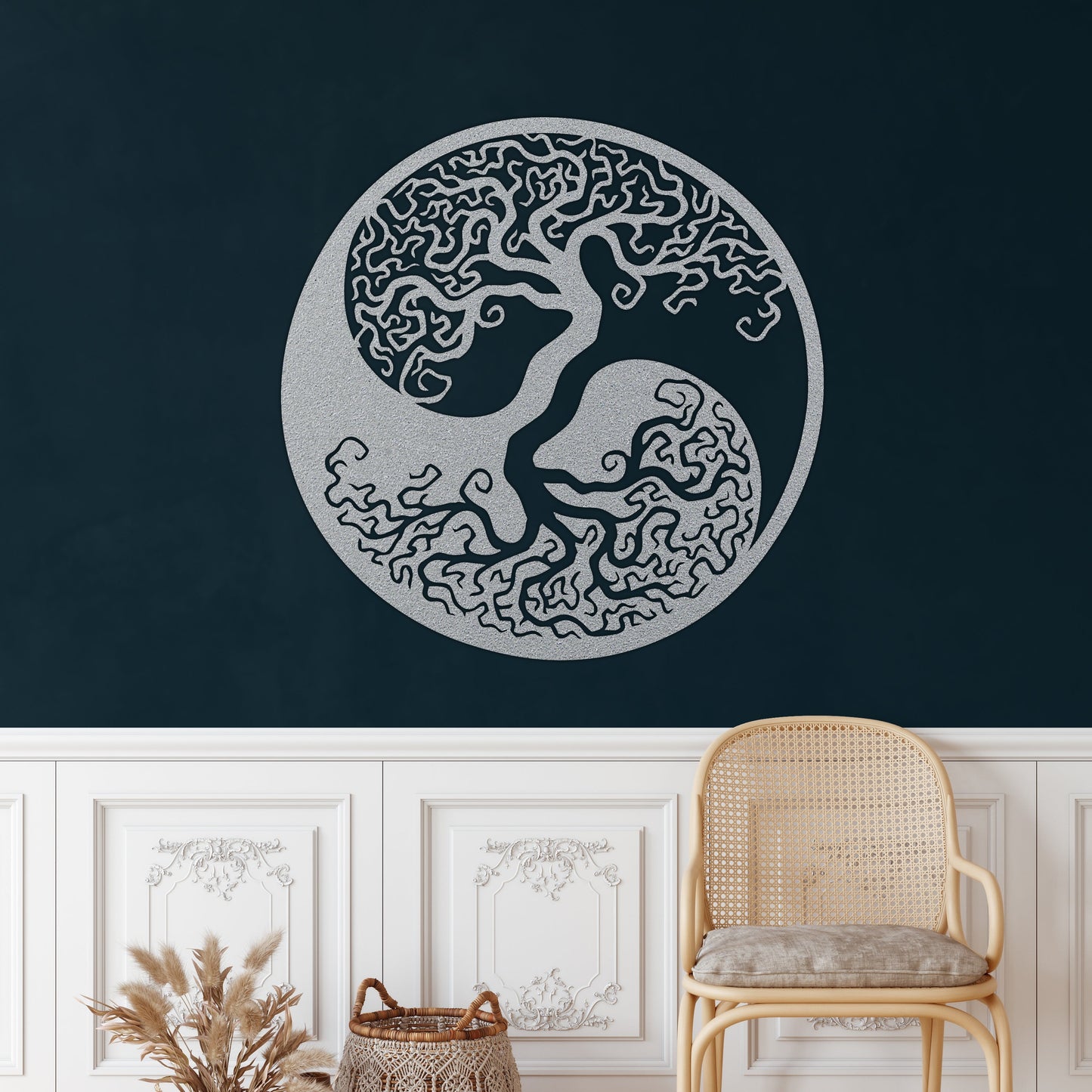 Tree of Life Yin Yang Metal Wall Art