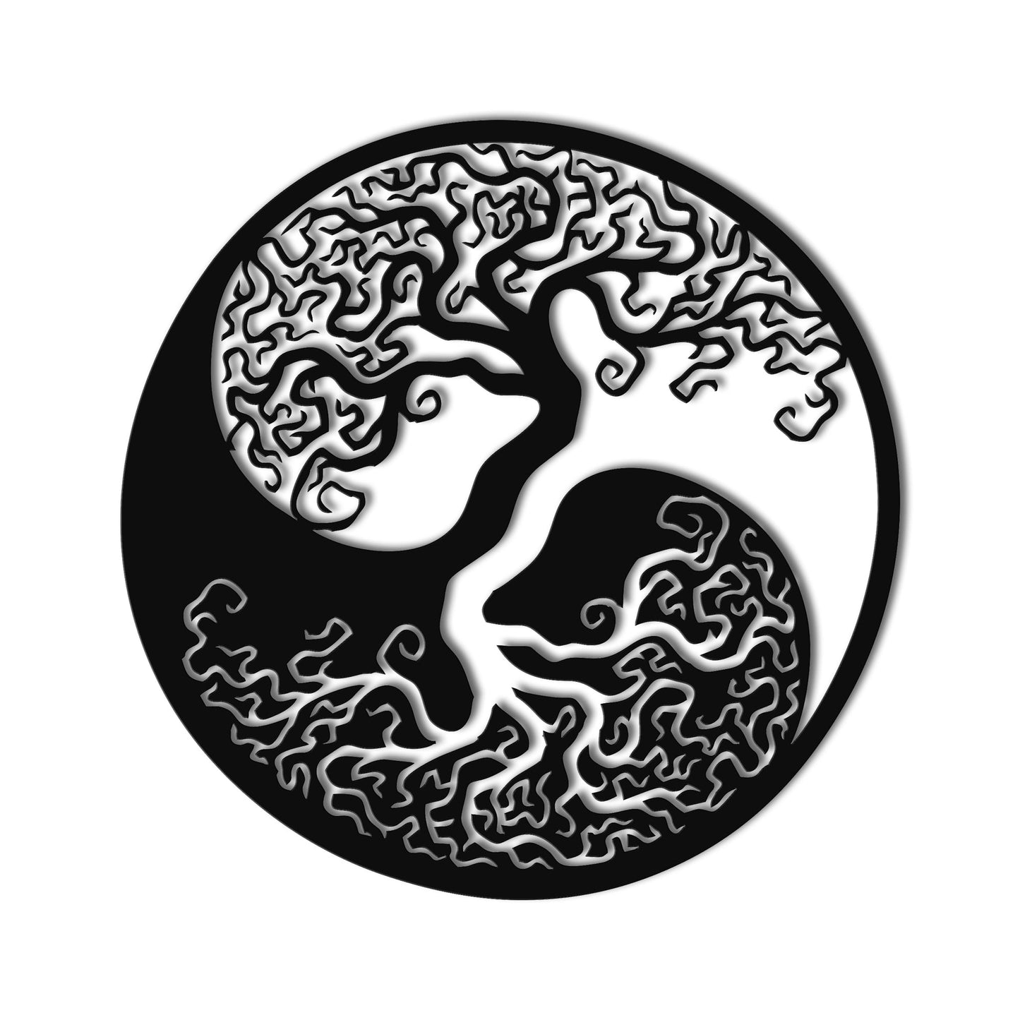 Tree of Life Yin Yang Metal Wall Art