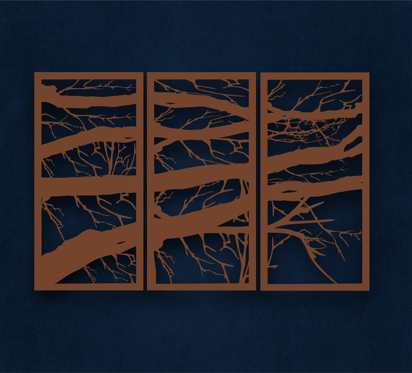 Branch 3 Panel Metal Wall Art