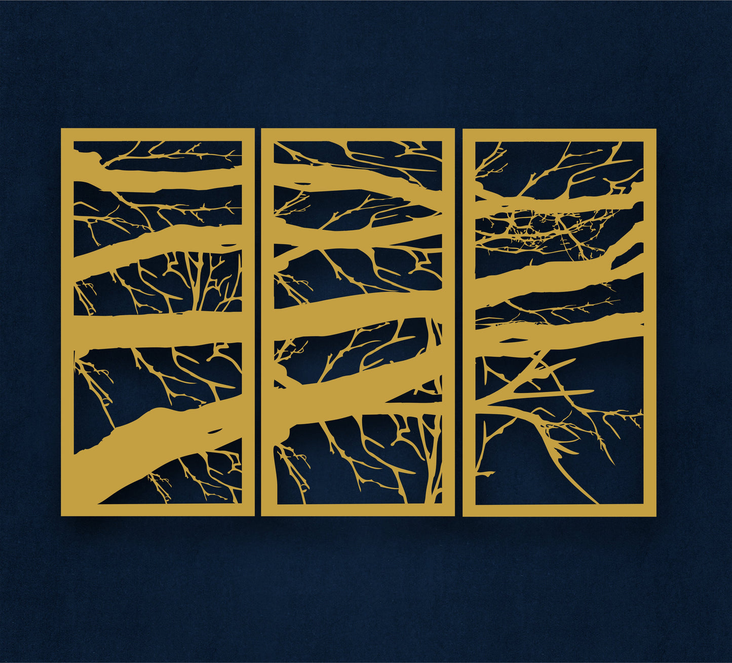 Branch 3 Panel Metal Wall Art