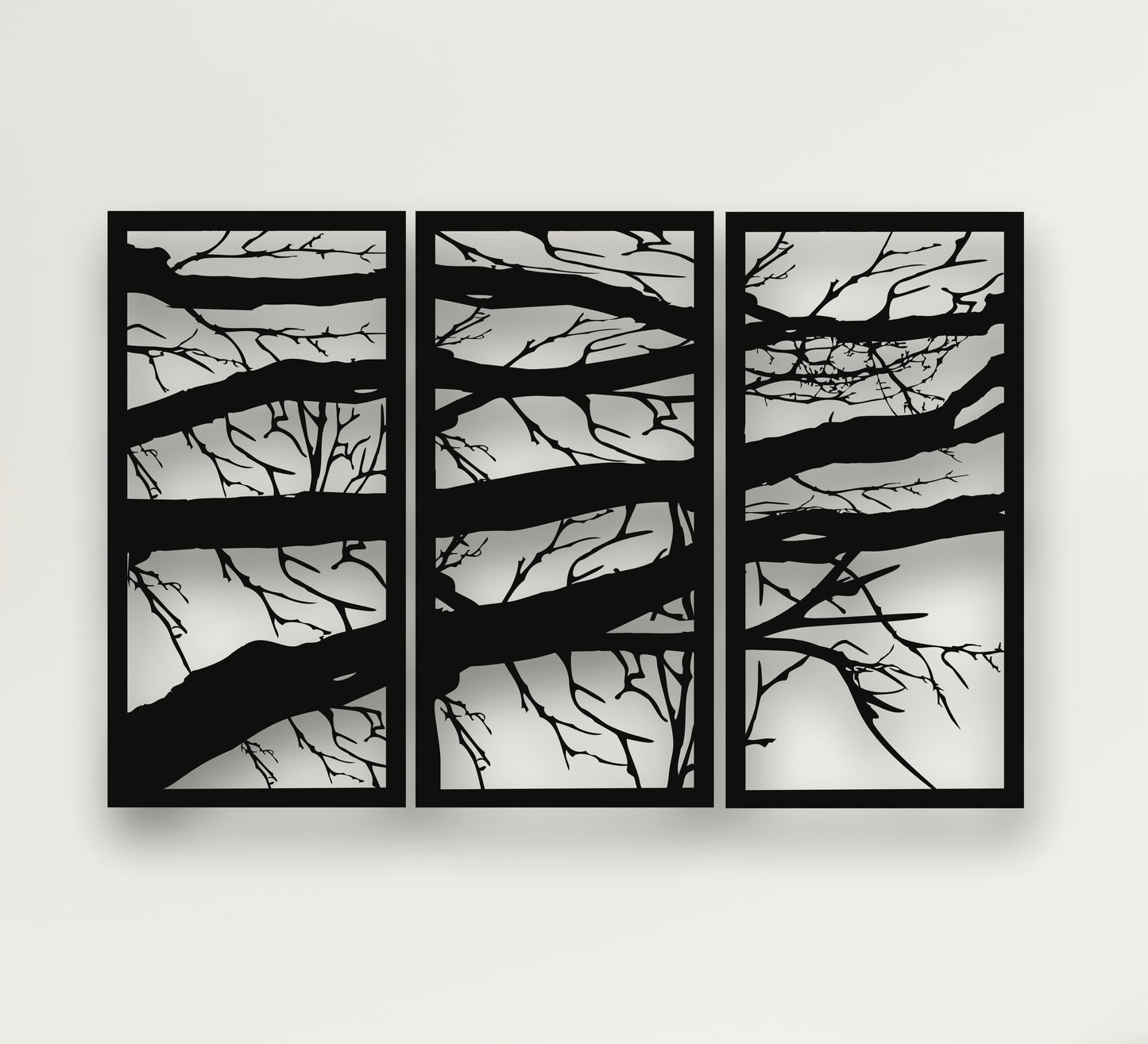 Branch 3 Panel Metal Wall Art