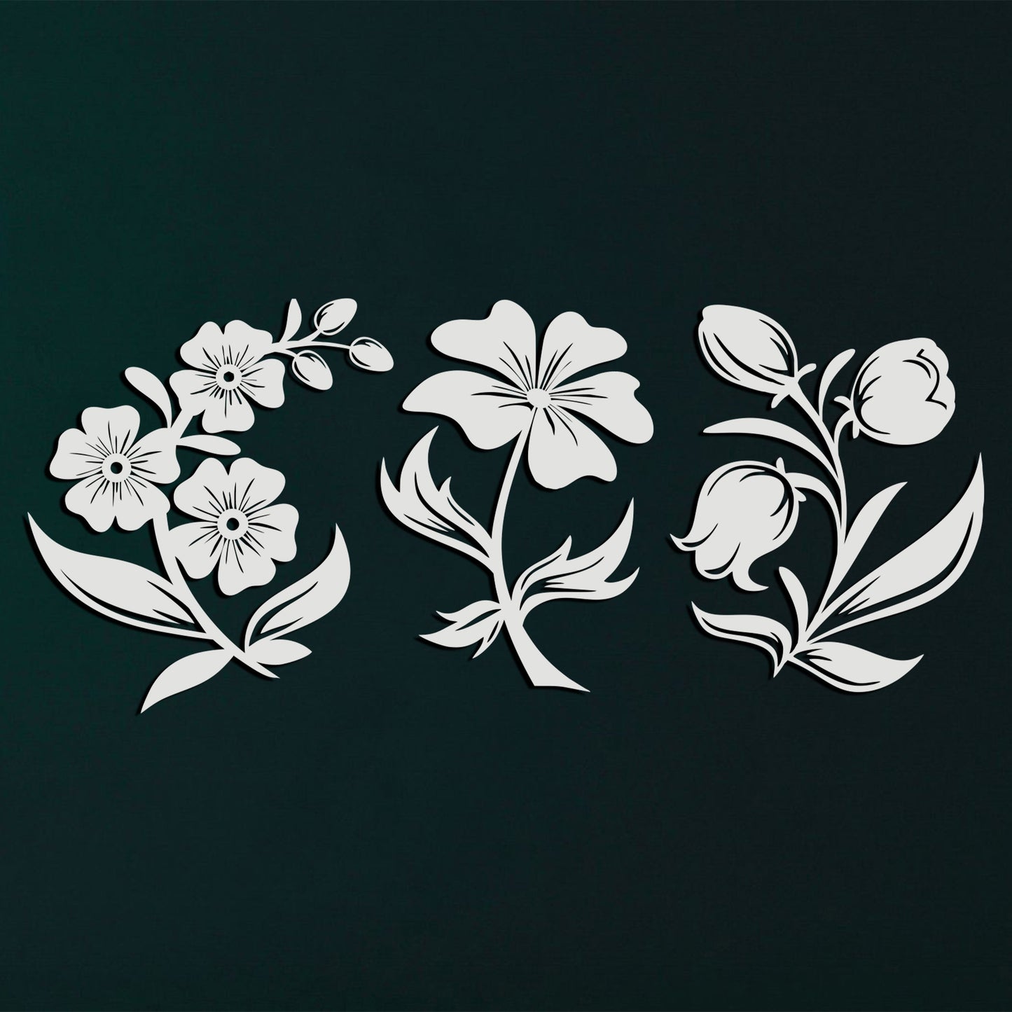 Trio Flowers Metal Wall Art