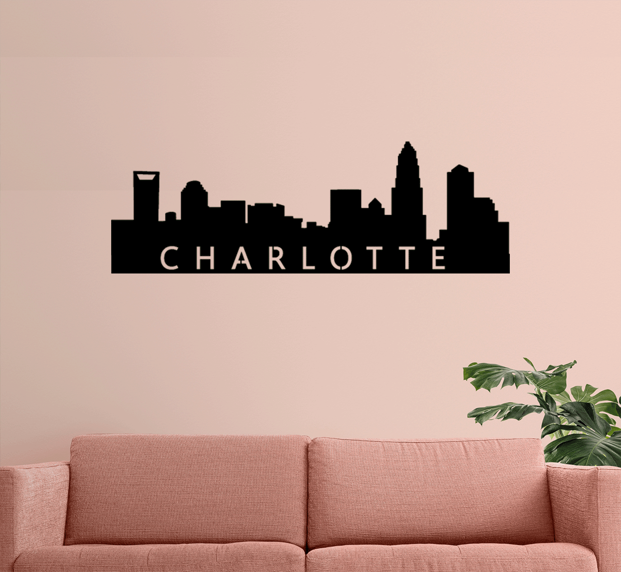 Stunning Charlotte Skyline - Contemporary Metal Wall Art Décor