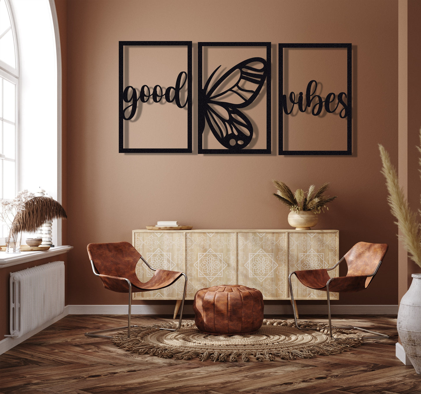 ・"Good Vibes Burtterfly Trio"・Premium Metal Wall Art - Limited Edition