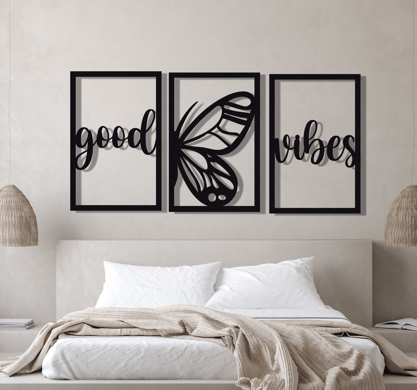 ・"Good Vibes Burtterfly Trio"・Premium Metal Wall Art - Limited Edition