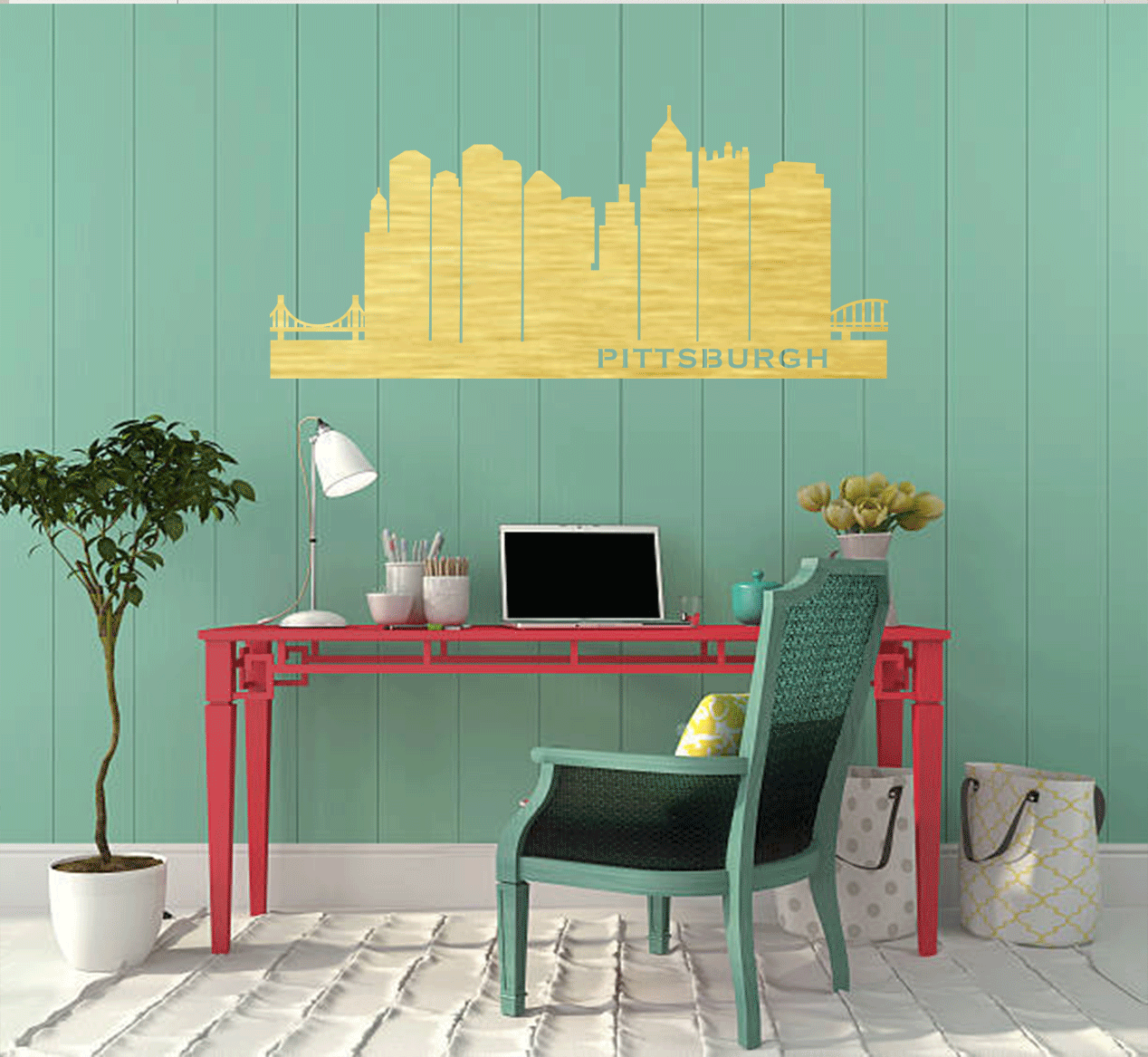 Stunning Pittsburgh Skyline Metal Wall Art Decor