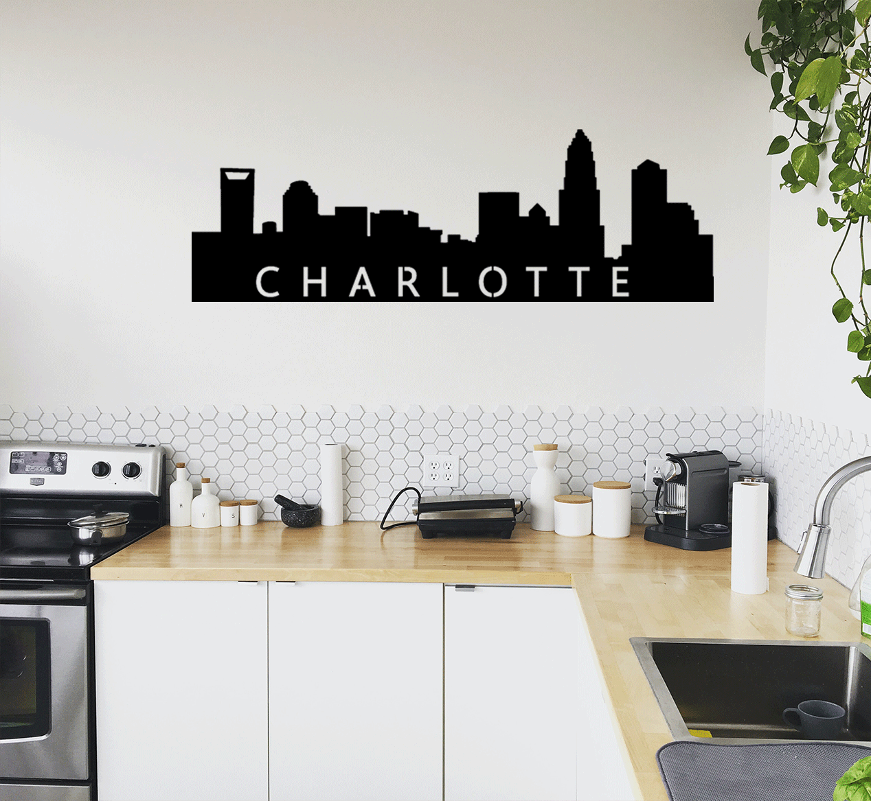 Stunning Charlotte Skyline - Contemporary Metal Wall Art Décor