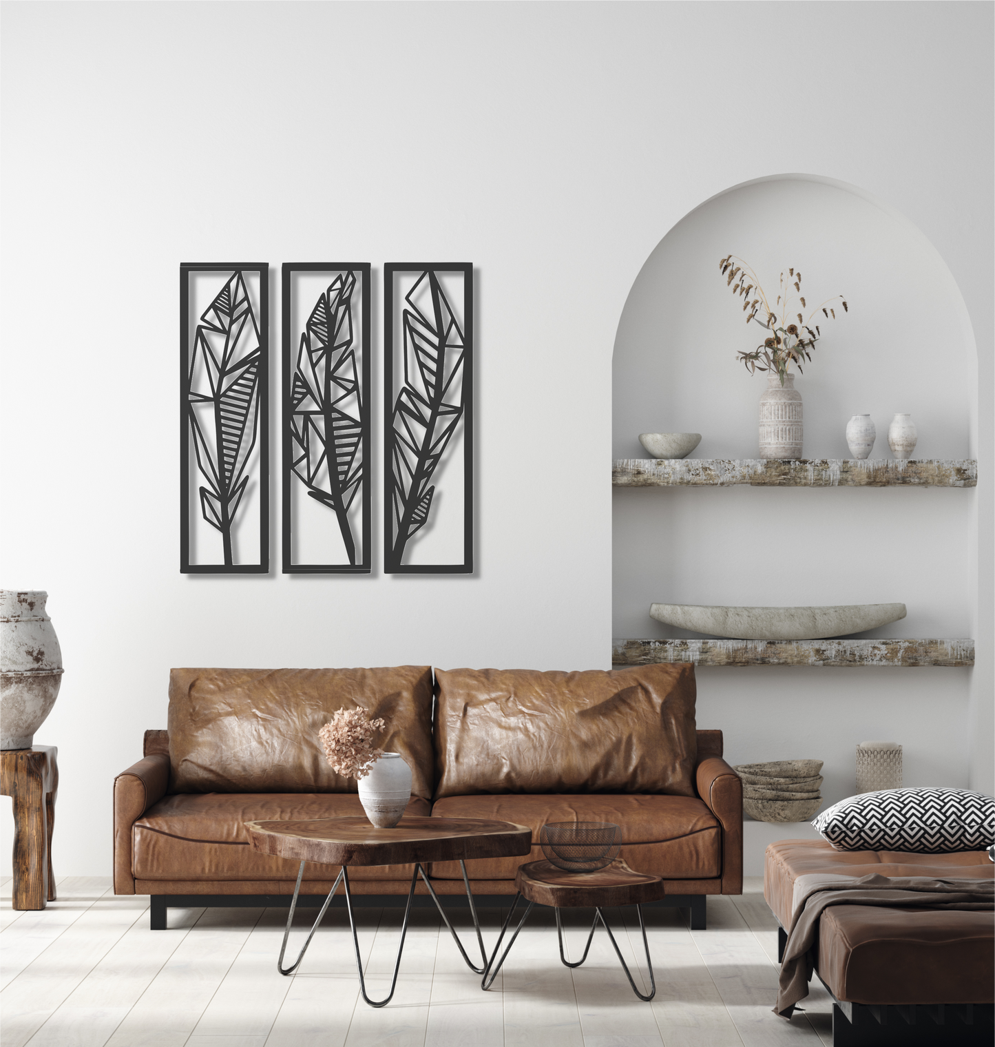 ・"Feathers Trio"・Premium Metal Wall Art - Limited Edition