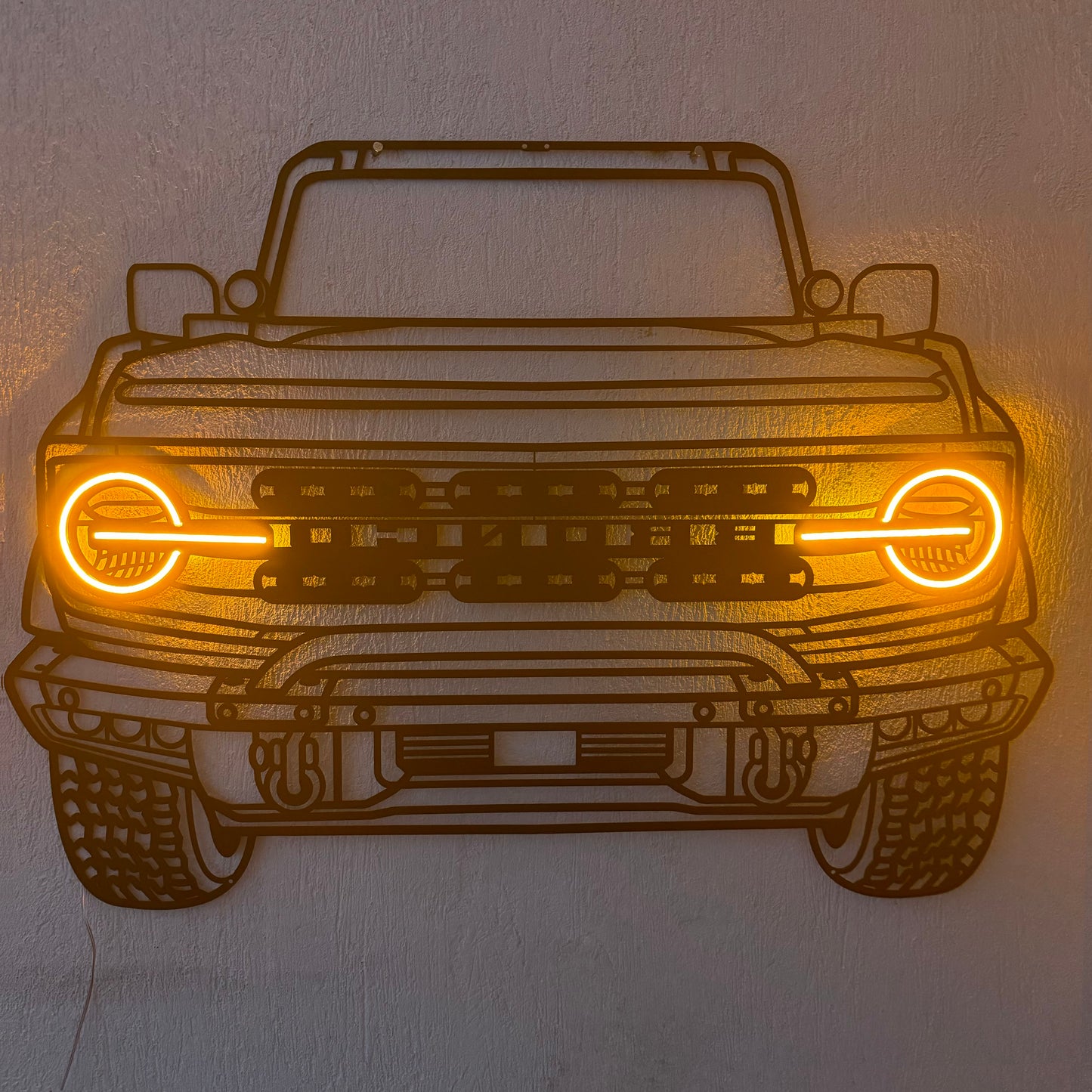 2022 Bronco Raptor Front View Metal Neon Car Wall Art - MTN0109