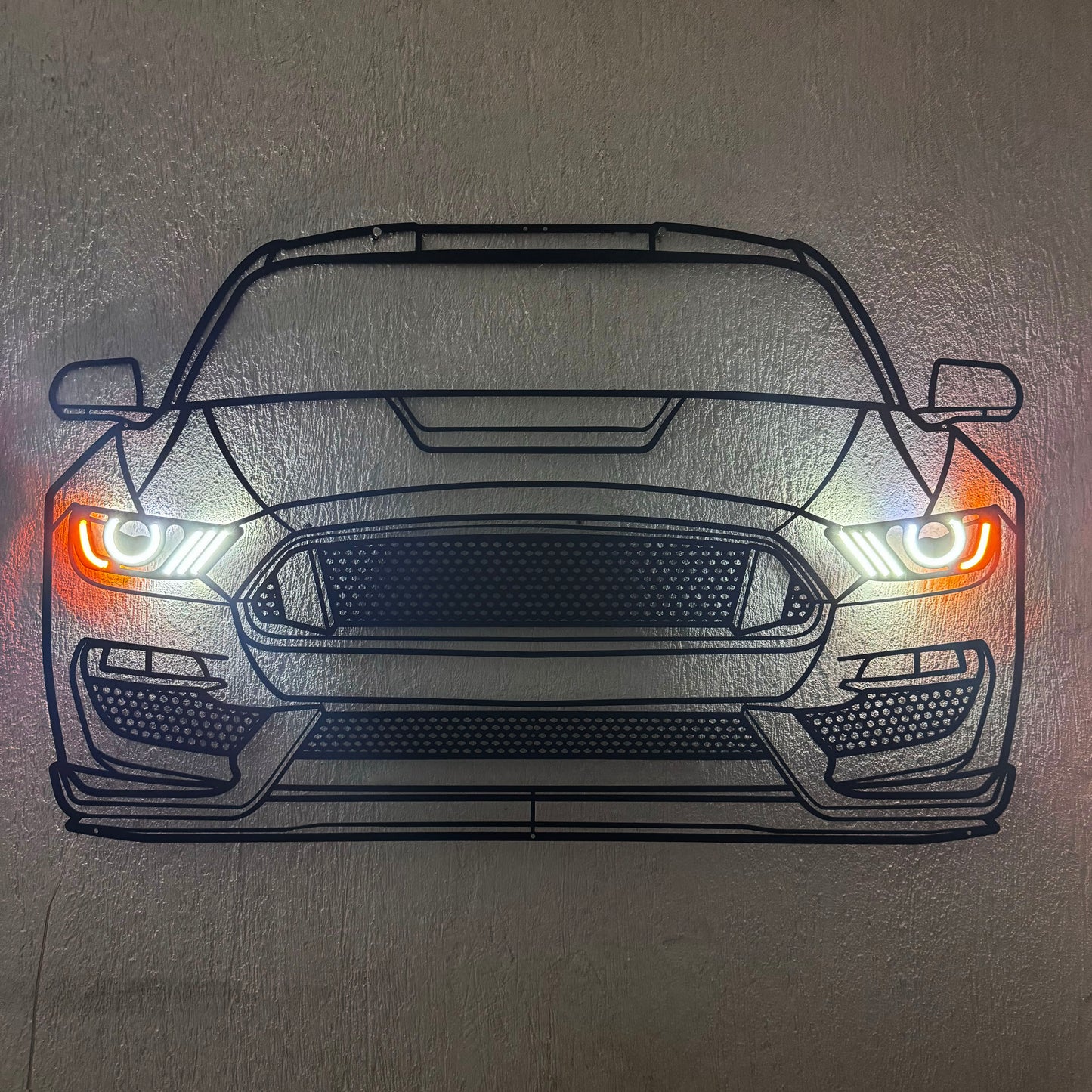 2017 Mustang Shelby GT350 Front View Metal Neon Car Wall Art - MTN0105