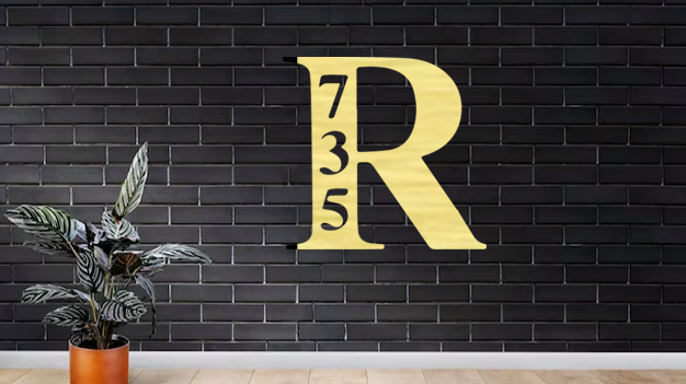 Personalized Monogram Address Plaque - Stylish Metal Wall Art