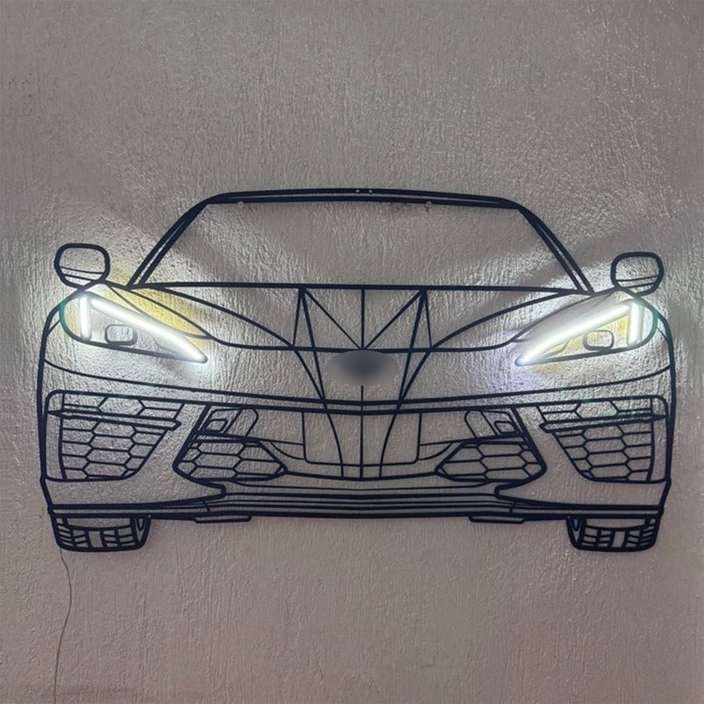 Corvette C8 Front View Metal Neon Car Wall Art - MTN0080