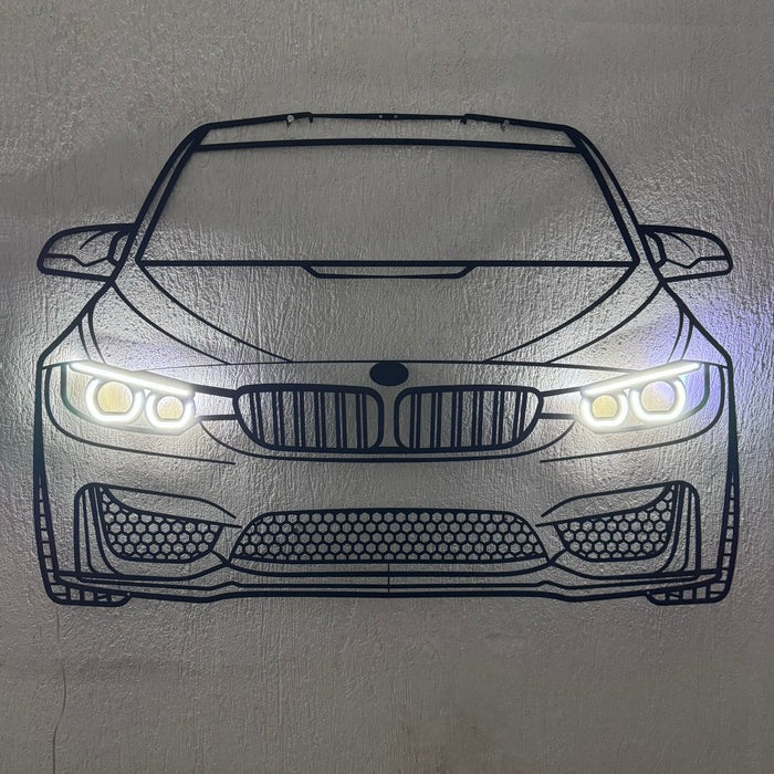 F84 M4 Front View Metal Neon Car Wall Art - MTN0088