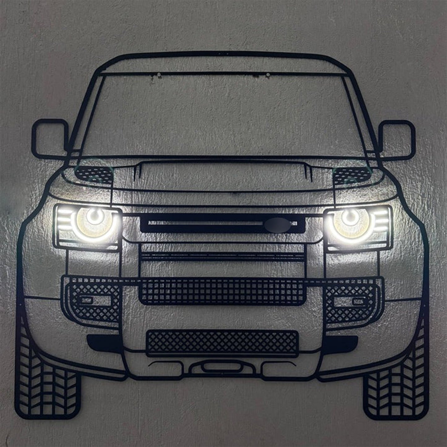 2020 Defender Front View Metal Neon Car Wall Art - MTN0107