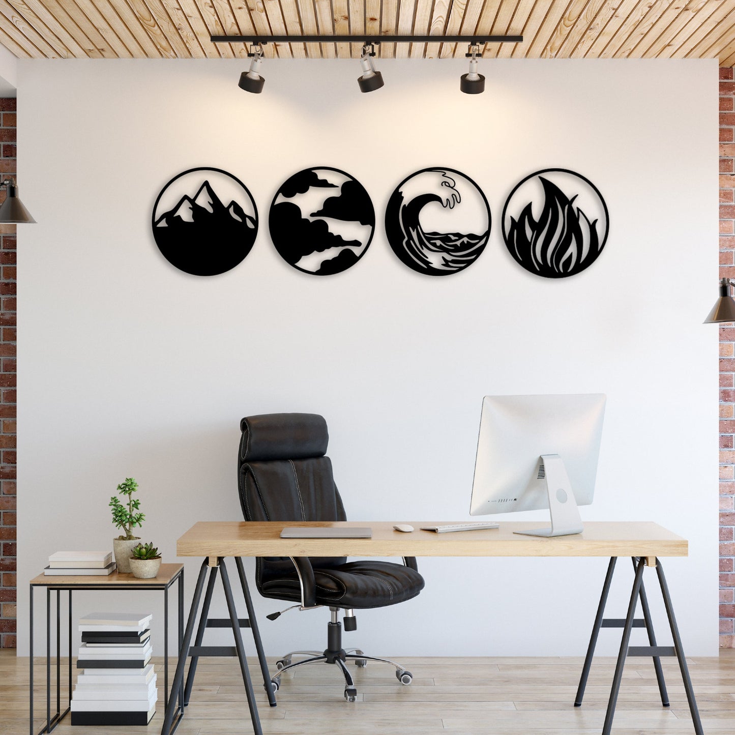 Artistic Wall Decor Inspired by Nature's Four Elements - Metal Design