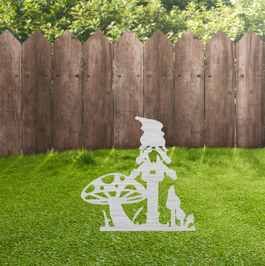 Whimsical Metal Gnome Garden Stakes - Charming Garden Decor