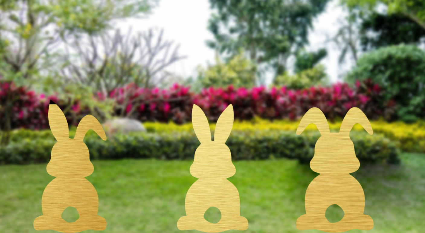 Charming Trio of Metal Bunny Garden Stakes - Whimsical Outdoor Decor