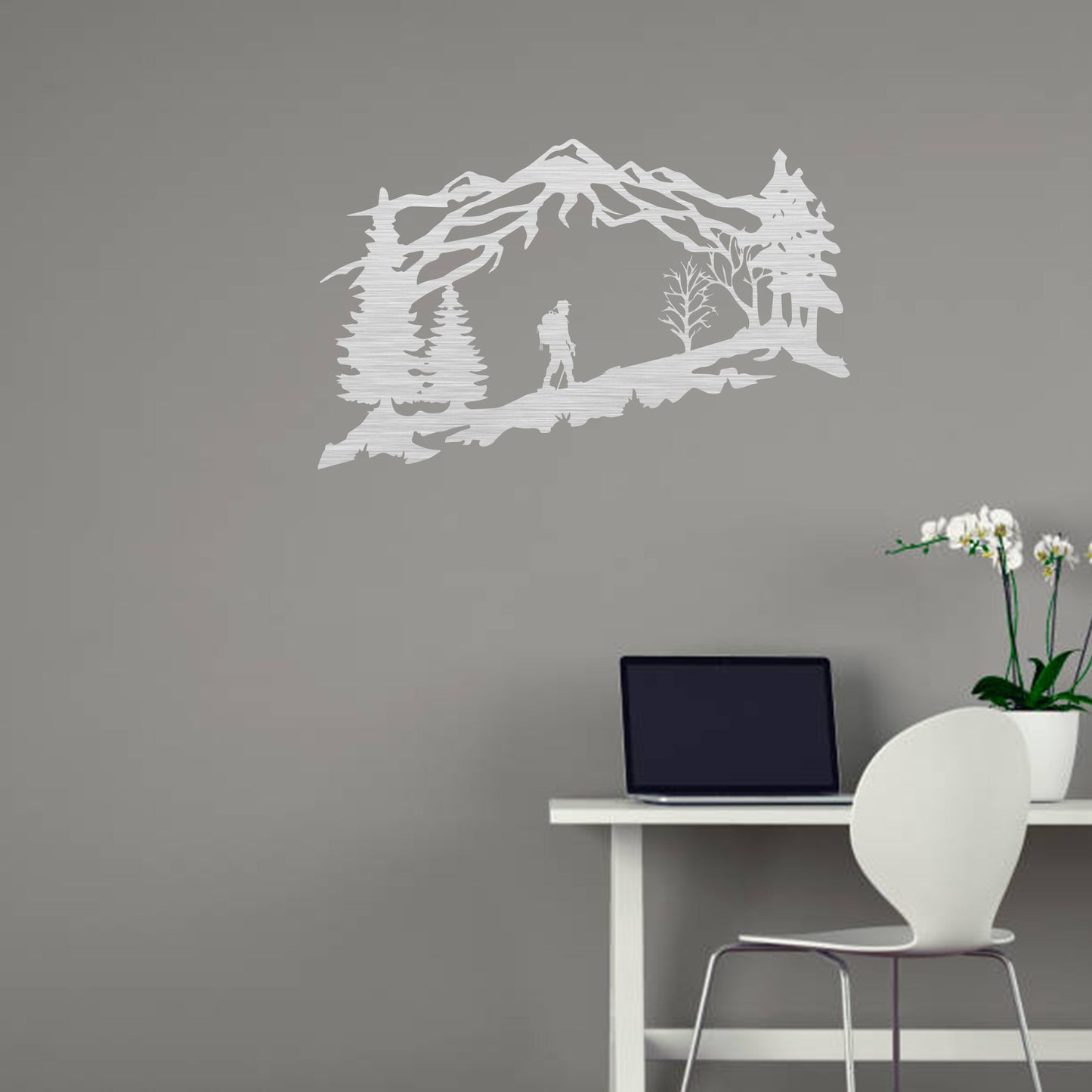 Adventure Awaits: Stunning Mountain Backpacker Metal Wall Art