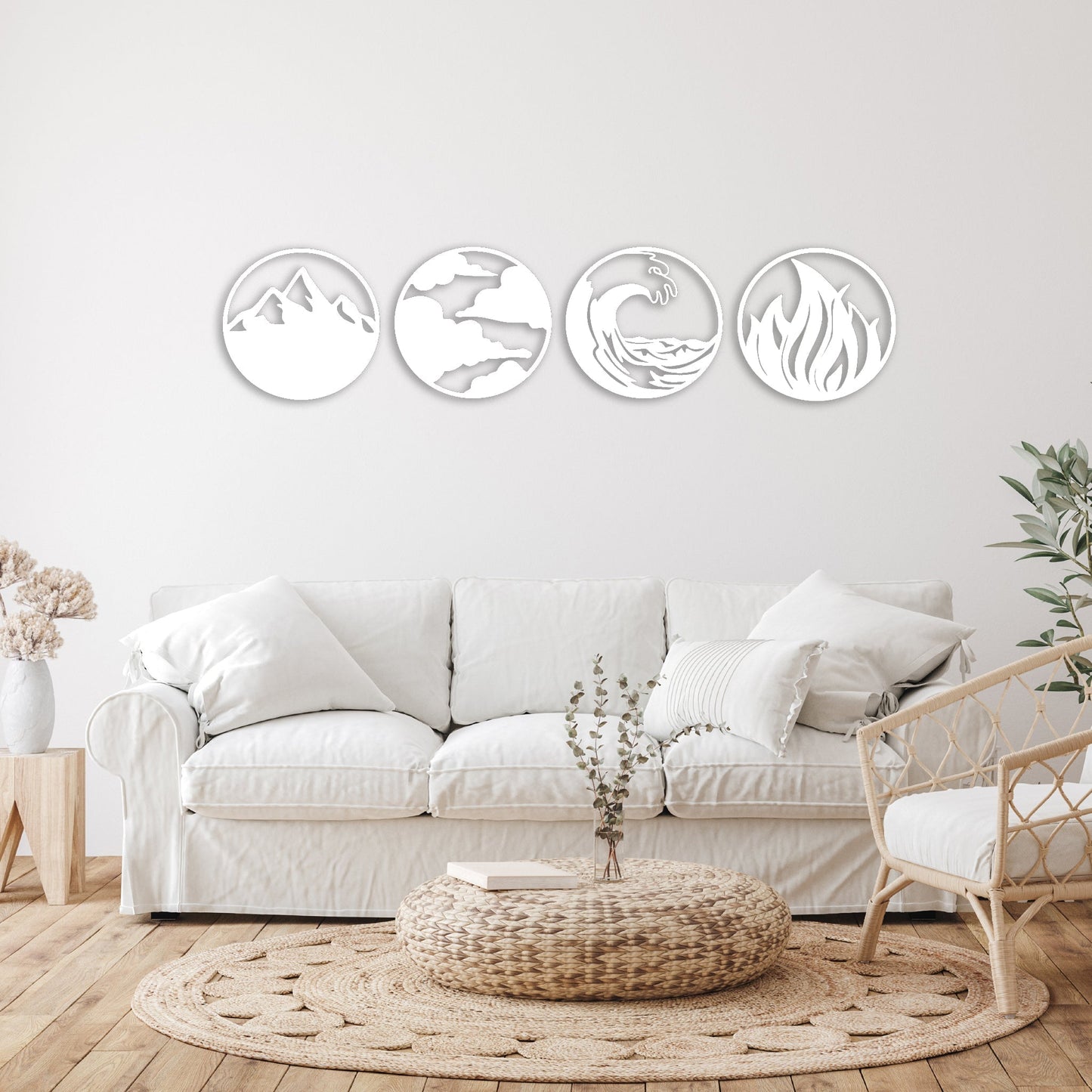 Artistic Wall Decor Inspired by Nature's Four Elements - Metal Design