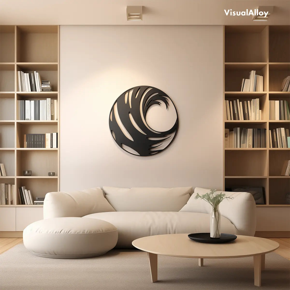 Abstract Wave Black Metal Wall Art