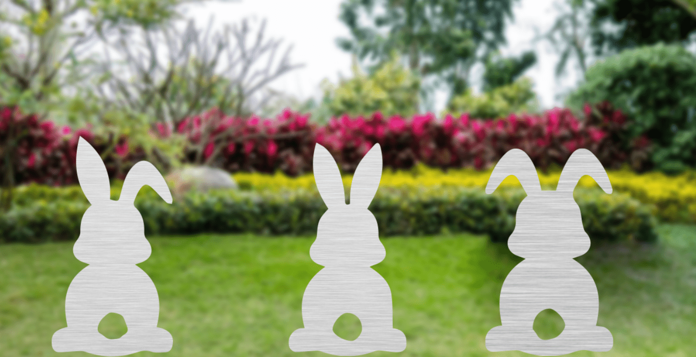 Charming Trio of Metal Bunny Garden Stakes - Whimsical Outdoor Decor