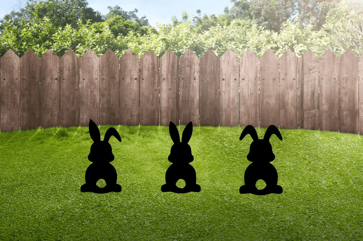 Charming Trio of Metal Bunny Garden Stakes - Whimsical Outdoor Decor