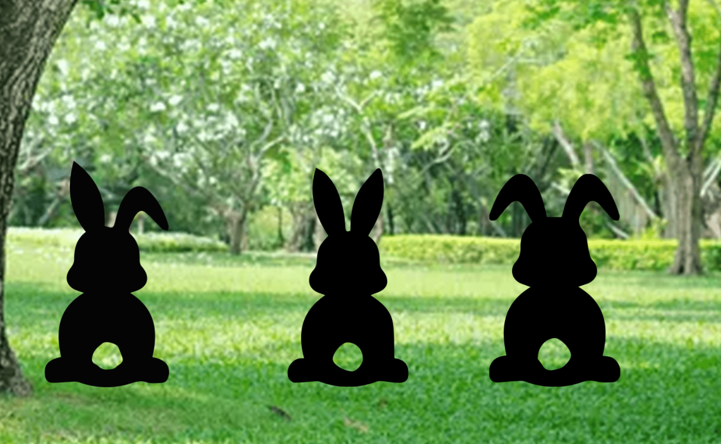 Charming Trio of Metal Bunny Garden Stakes - Whimsical Outdoor Decor