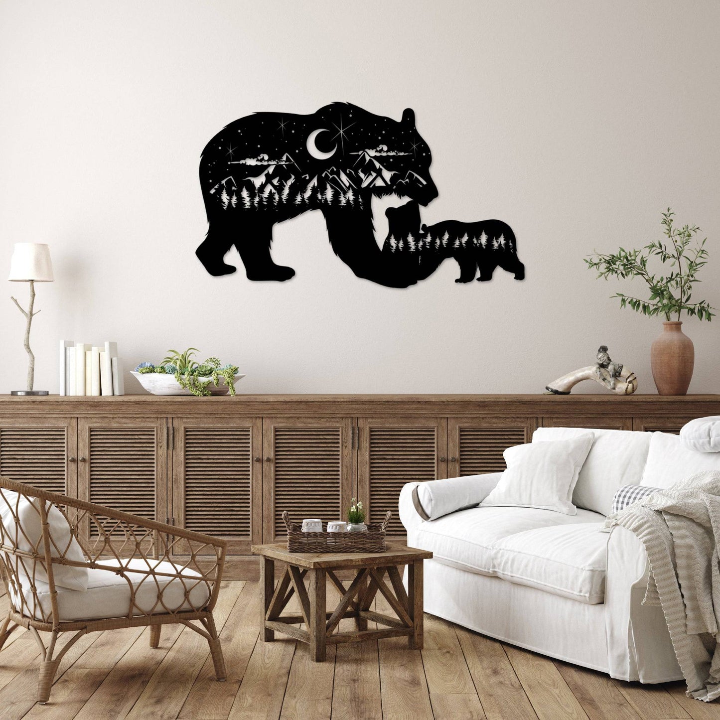 Charming Bear Family Metal Wall Art – A Whimsical Touch for Your Home Decor