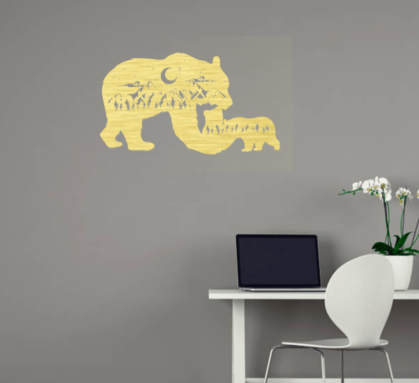 Charming Bear Family Metal Wall Art – A Whimsical Touch for Your Home Decor