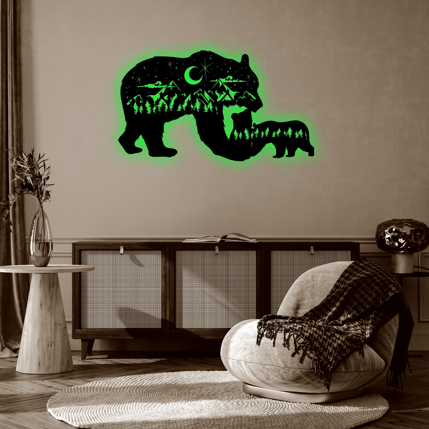 Charming Bear Family Metal Wall Art – A Whimsical Touch for Your Home Decor