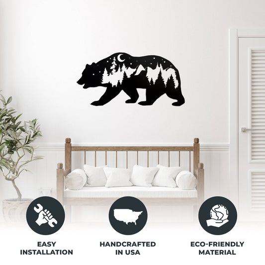 Majestic Bear Metal Wall Art Decor