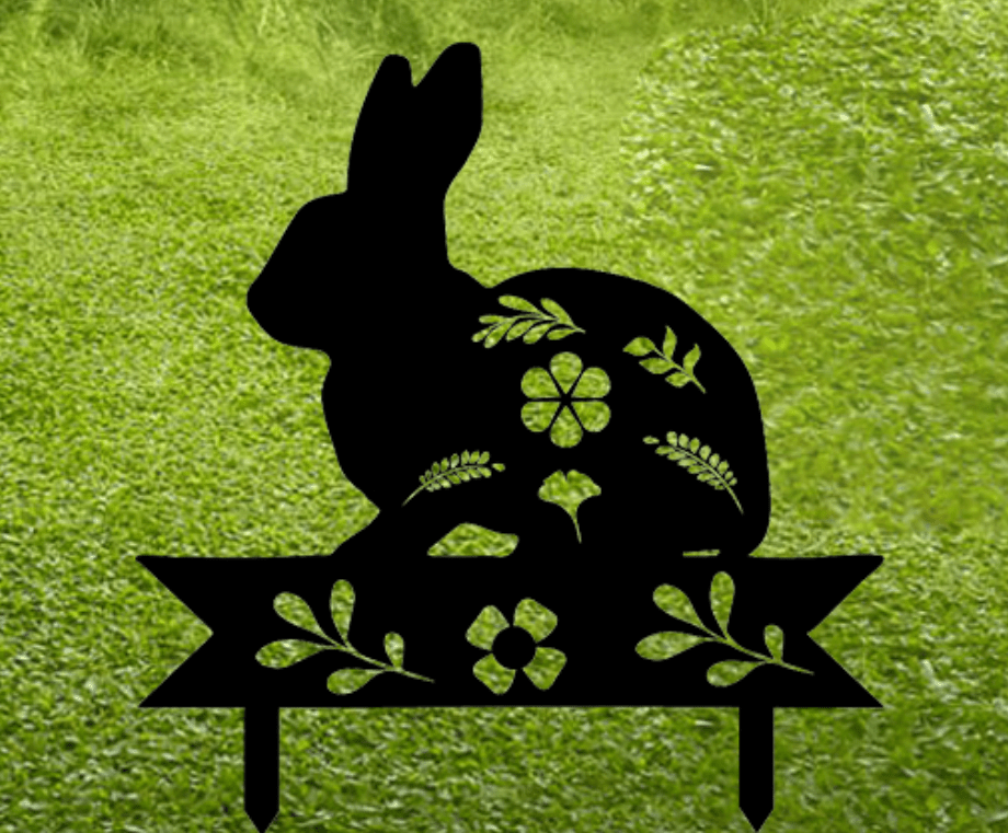 Charming Bunny Garden Stakes - Whimsical Metal Art Decor