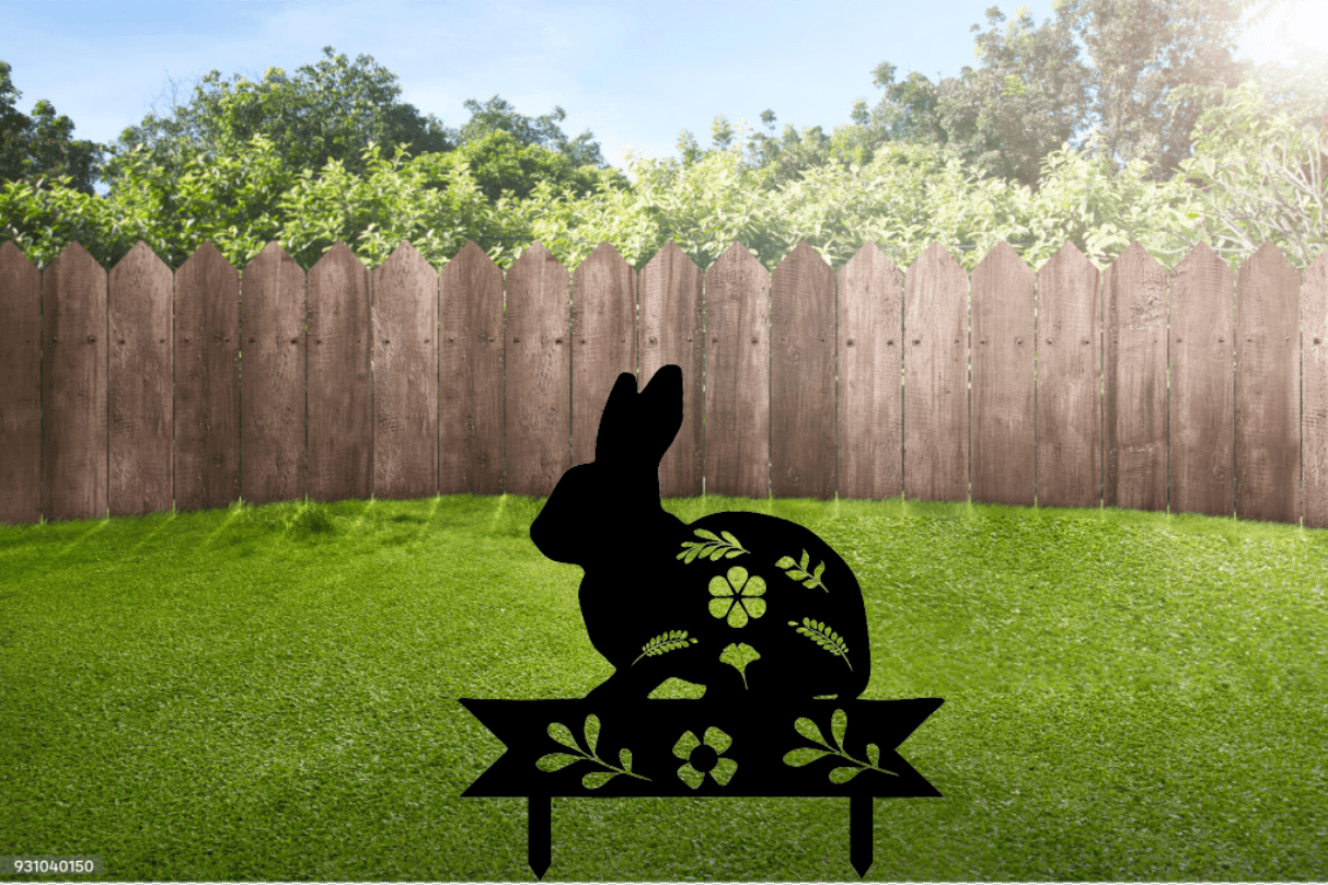 Charming Bunny Garden Stakes - Whimsical Metal Art Decor