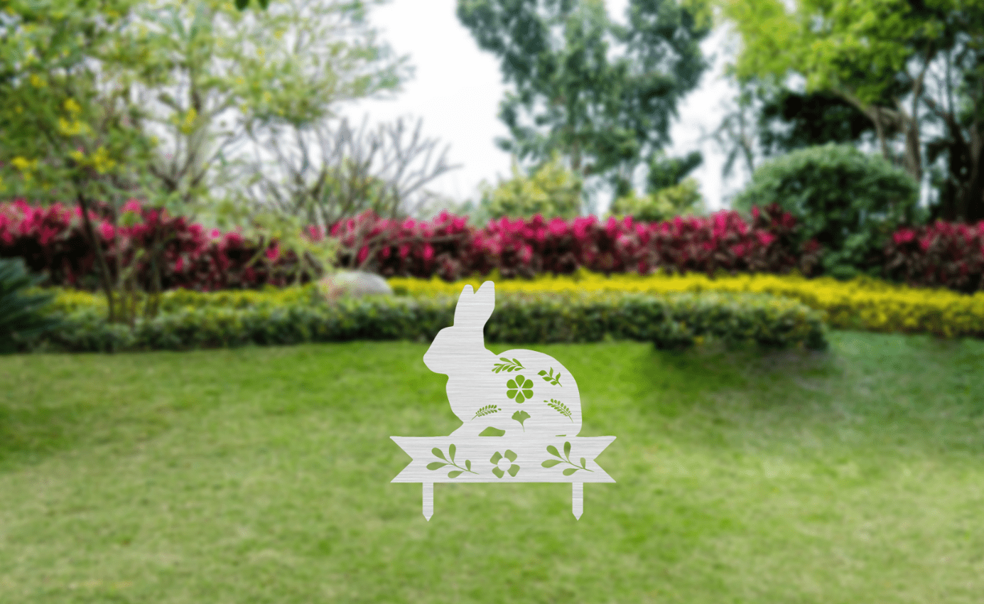 Charming Bunny Garden Stakes - Whimsical Metal Art Decor