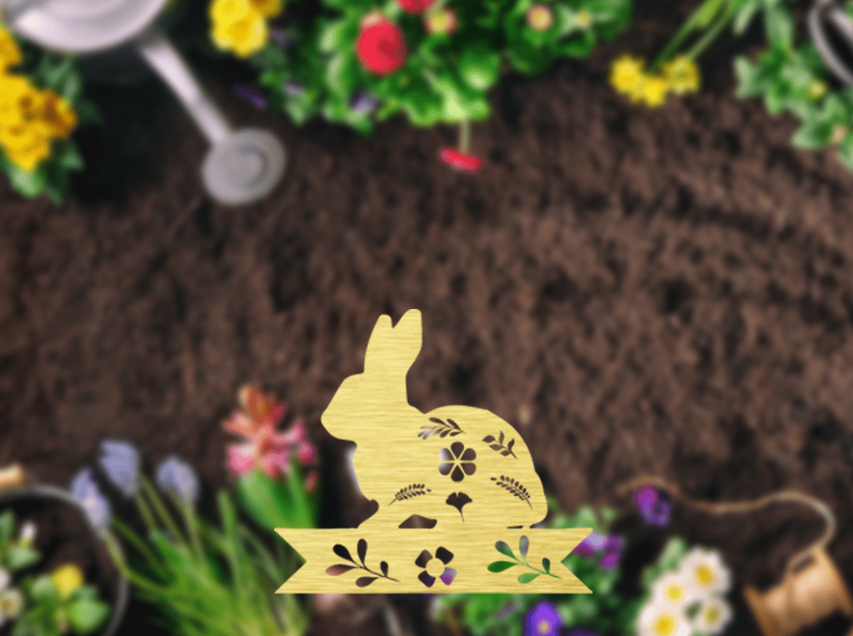 Charming Bunny Garden Stakes - Whimsical Metal Art Decor